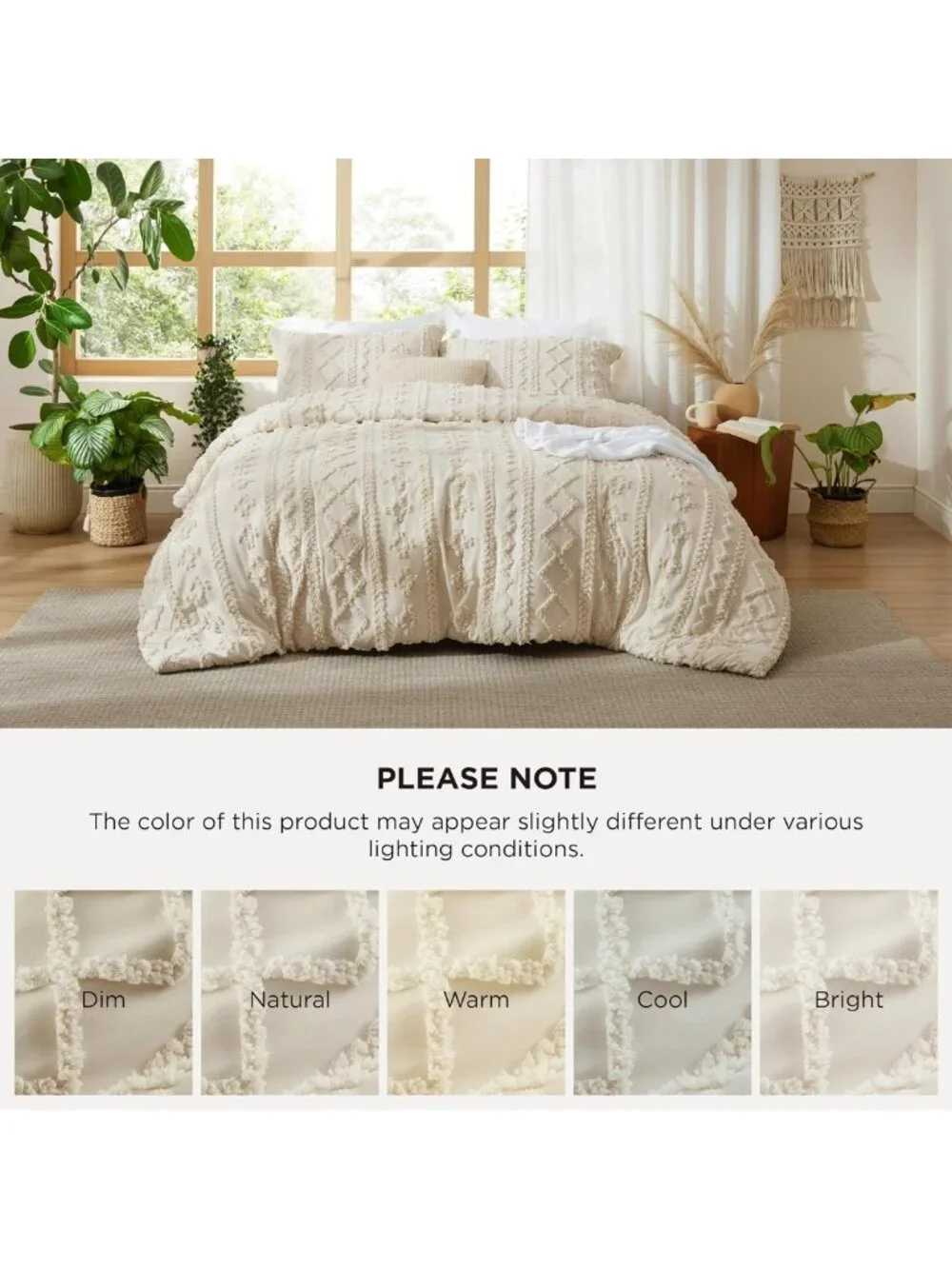 Boho Tufted Twin Comforter Set - Beige Bedroom Decor & Cozy Bedding Essentials